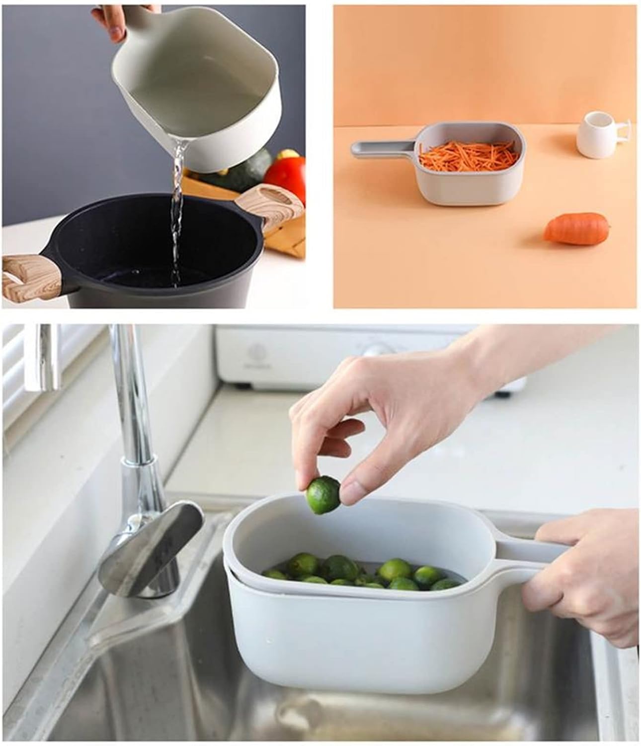 Mandolines Potato Slicer Multi Cutter With Bowl Handle Filter Hand Protector 4 In 1 Manual Food Veggie Chip(White)