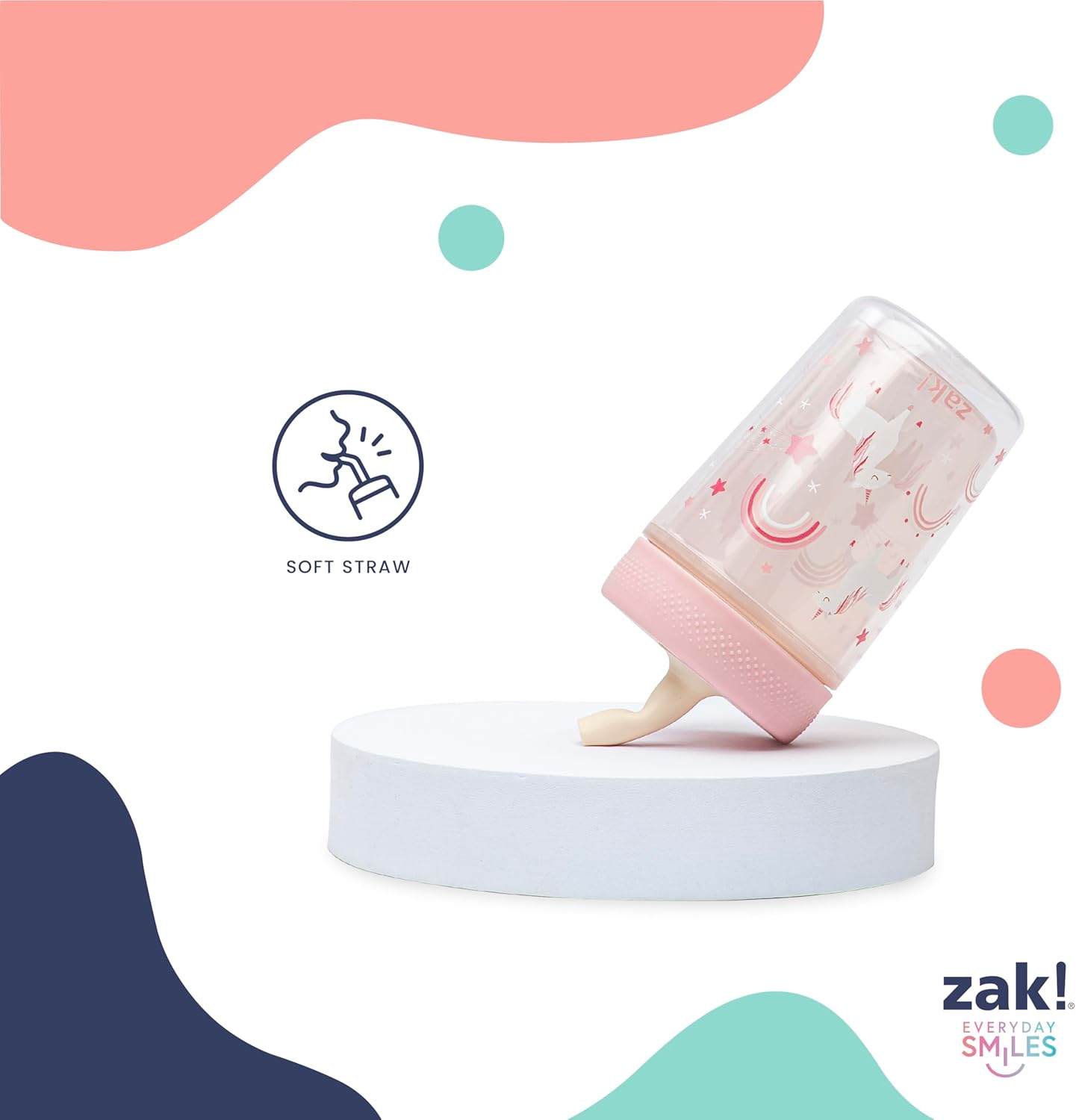 Zak Designs Capri Toddler Tumblers For Travel or At Home, 9oz 2-Pack Double Wall Plastic Sippy Cups With Leak-Proof Design is Perfect For Kids (Fairy Tales, Rainbow Magic) - Image 5