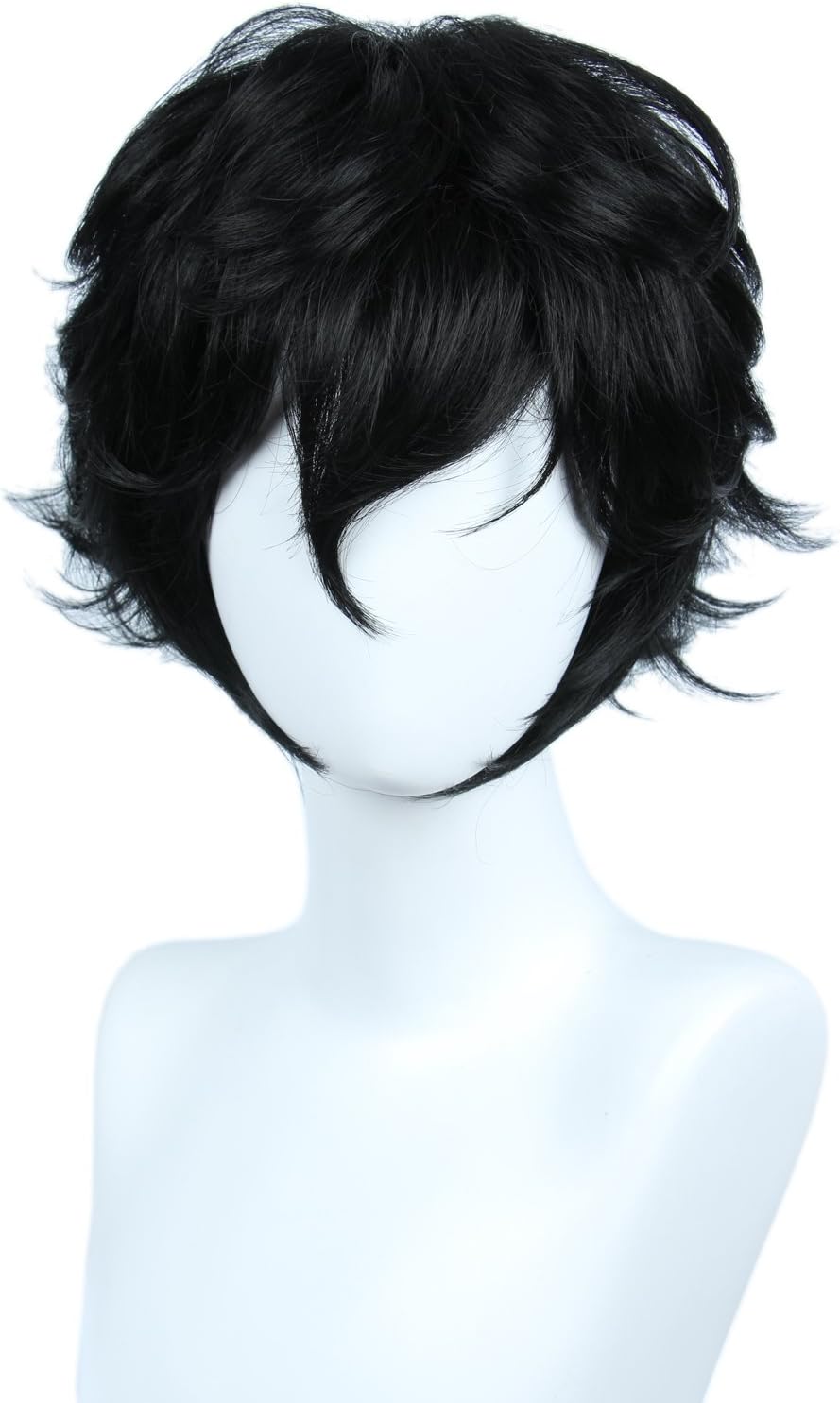 Linfairy (short black) - Short Black Layered Cosplay Wig Halloween Costume Wig for Men