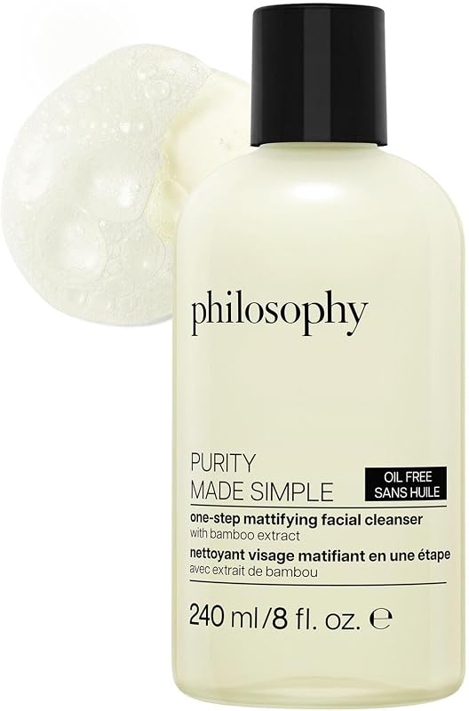 philosophy purity made simple one-step mattifying facial cleanser - with bamboo extract - oil-free formula gently removes makeup & dirt, leaving skin with a healthy, matte appearance - 8 fl oz