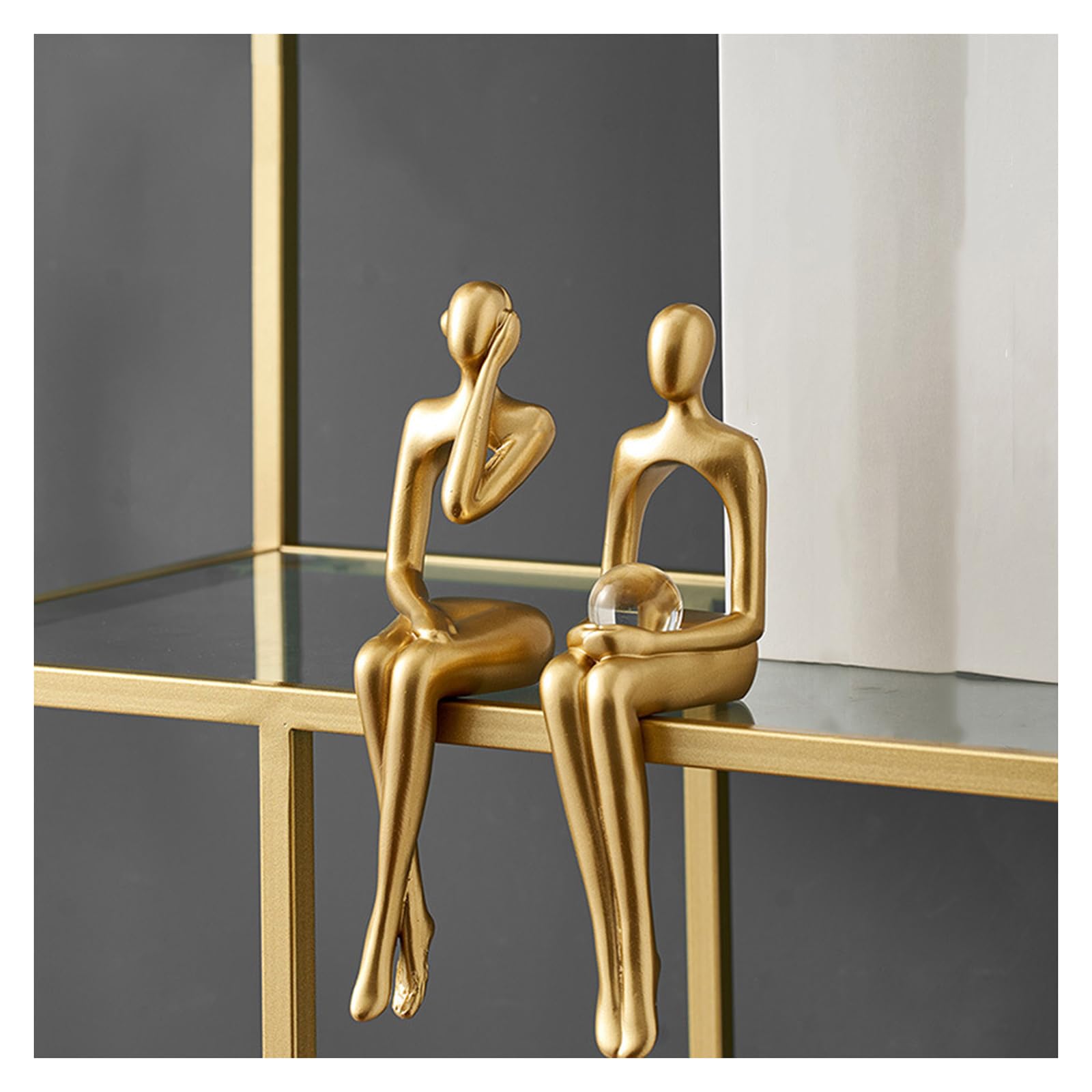 Tauzveok Golden Deco Sculpture, Abstract Art Gold Deco Figurines Statue, Living Room, Bookcase, Window Sill, Bedroom, Office Statues And Sculptures, Resin,Gold E