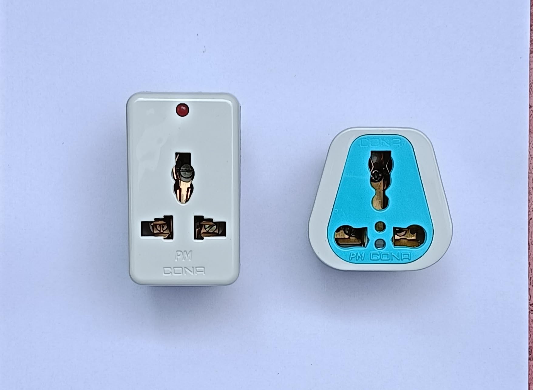 Pm Cona Deluxe Gold Multi Plug, 6A 3-Pin International Socket with Indicator(Pcs -1) with CONA X5 3 Pin Converter 6A to 16A 240V, White|3 Pin Adapter|3 Pin Conversion Plug|(Pcs-1), Total 2 Quantity-picture-16