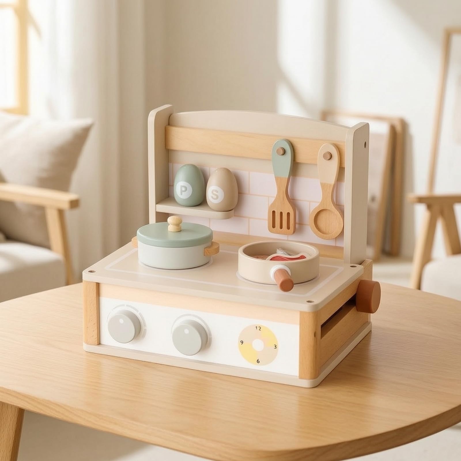 Amagogo Cucina Giocattolo da Tavolo Gioco di Ruolo Accessori Pentole Posate Cibi Finti Compatto per Gioco Quotidiano Apprendimento Prescolare Casa Regali , Tostapane Giallo Crema