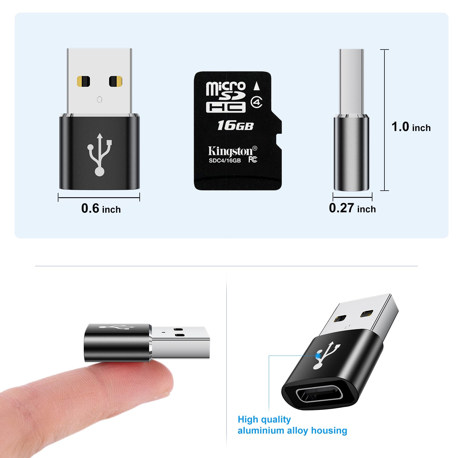 Adaptador USB a USB C, adaptador USB C a USB, adaptador USB C a USB A, adaptador USB a C, adaptador USB-C a USB, adaptador USB a USB C para iPhone, MacBook Pro, iPad, iMac y más (20, negro)