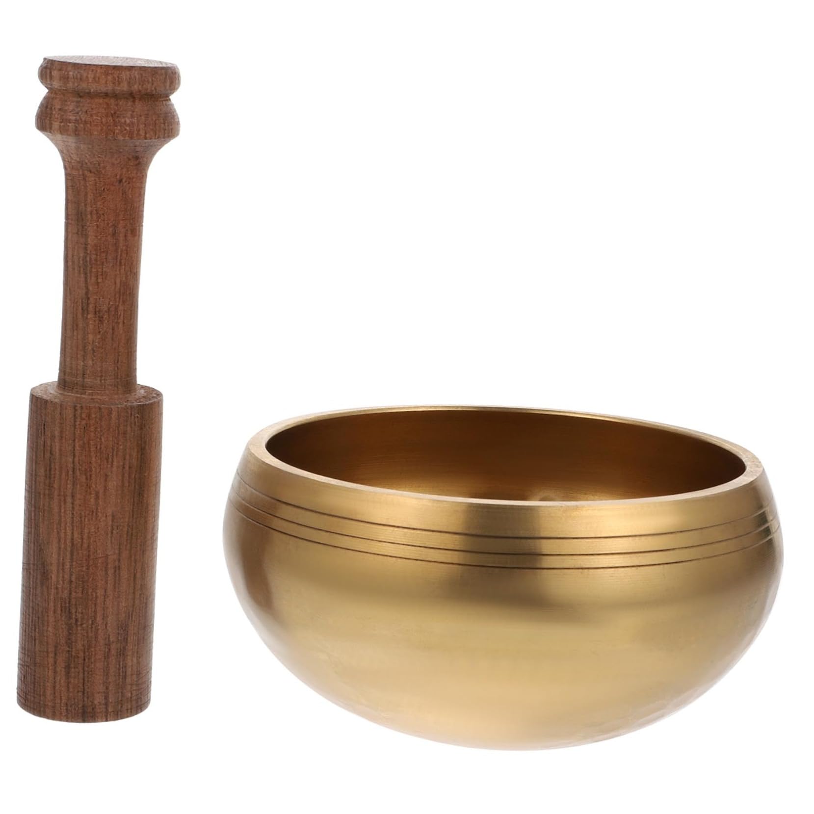 Ciotola Tibetana in Metallo per Meditazione Bacchetta in Legno, Strumento Musicale per Relax e Yoga, Diametro 9,5cm, Set