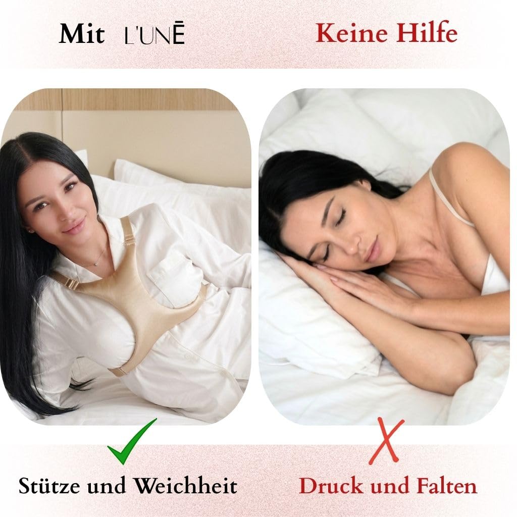 L' UNĒ Faltenfreier BH mit Ausschnitt | Schlaf-BH ohne Bügel | Anti-Falten-BH | Pillow Bra | faltenfreies Brustkissen | Einheitsgröße
