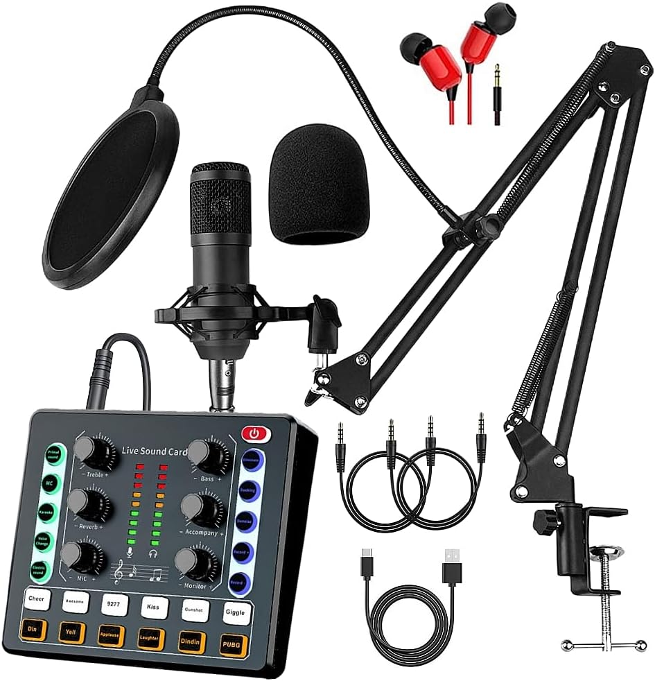 sktome Podcast Equipment Bundle, BM-800 Recording Studio Package with Voice Changer, Live Sound Card - Audio Interface for Laptop Computer Vlog Living Broadcast Live Streaming
