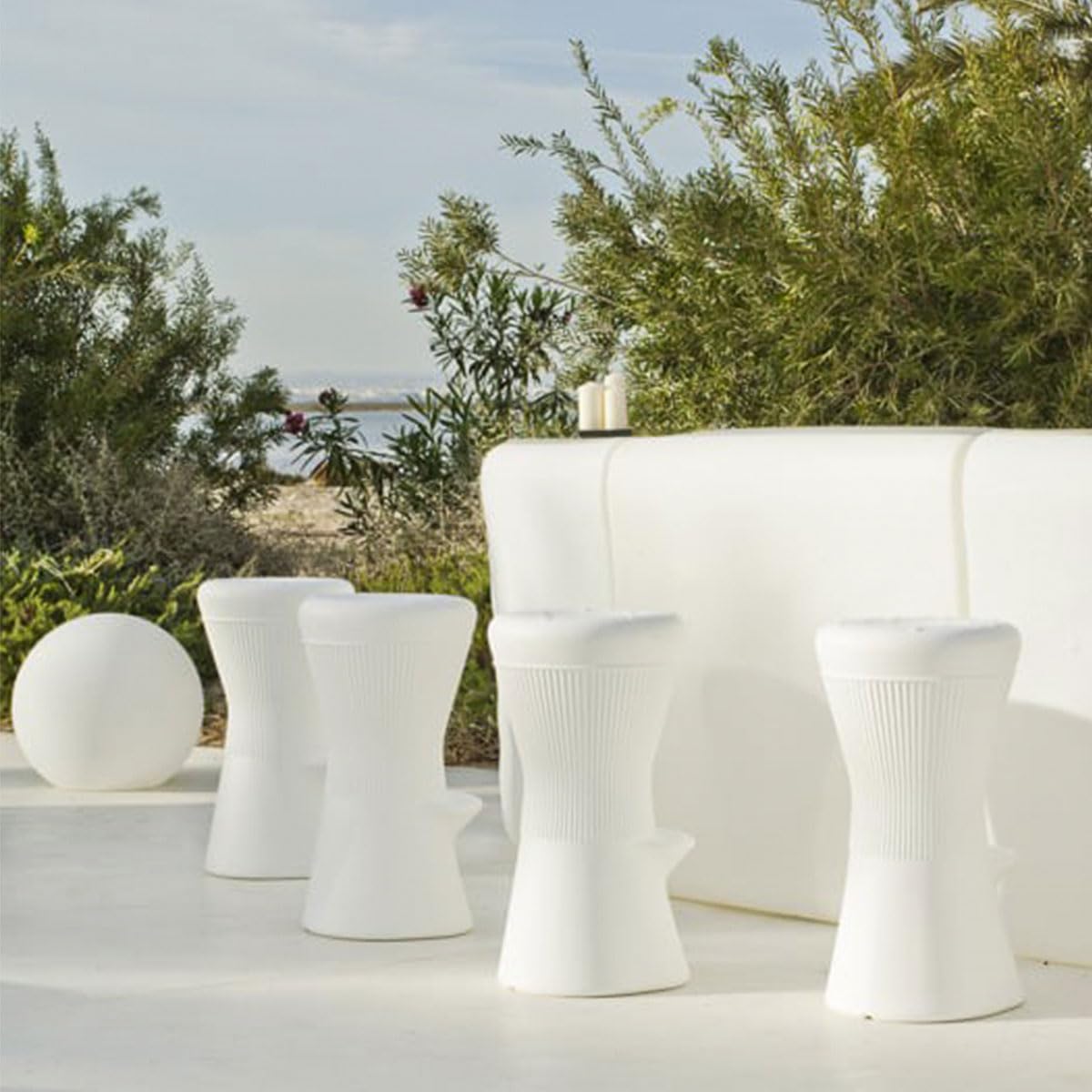 newgarden Taburete Alto Exterior para Barra De Bar – Resistente Y Ligero para Jardín, Terraza Y Hostelería – Diseño Moderno Corfu 74