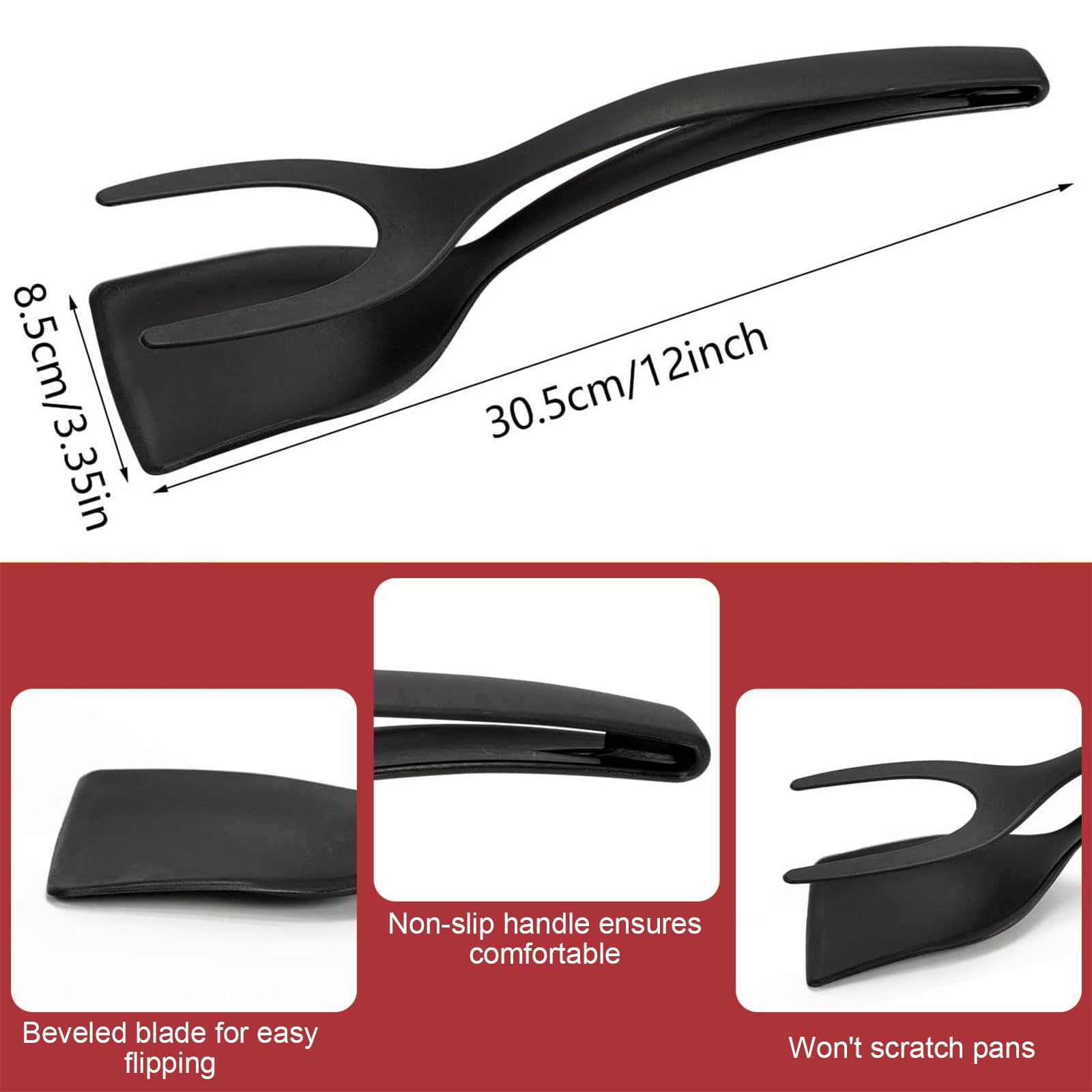 Spiegeleier, spatel, spatel, 30 cm, 2-in-1 anti-aanbaklaag, spatel, kookgerei, turner, plastic spatel voor koken, flip-turner, spatel voor vis, ei, hamburger, pannenkoeken
