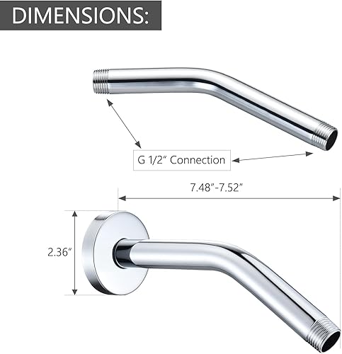 Miniatura 9 de Brazo de ducha anticorrosión de extensión montada en la pared de gama alta (hecho de latón macizo) y brida para RP46870-RB 16 pulgadas, bronce