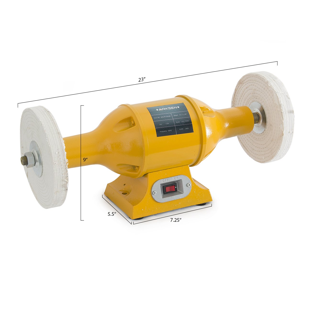 ARKSEN 8" Electric Buffing Machine 1HP 3450RPM Table Top Bench Buffer