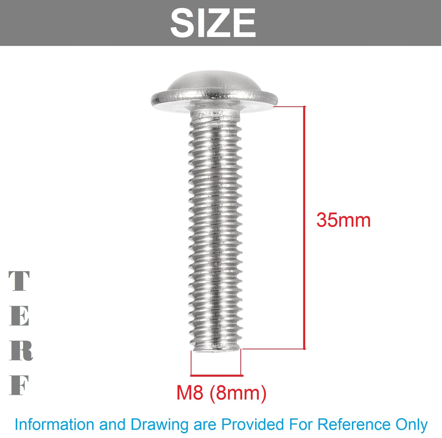 TERF® M8 X 35mm Flange Hex Socket Cap Button Head Machine Screws Stainless Steel A2 (304) Machine Screw M8 (8mm) X 35mm Allen Key Hexagonal Flange Socket Bolts - Image 3