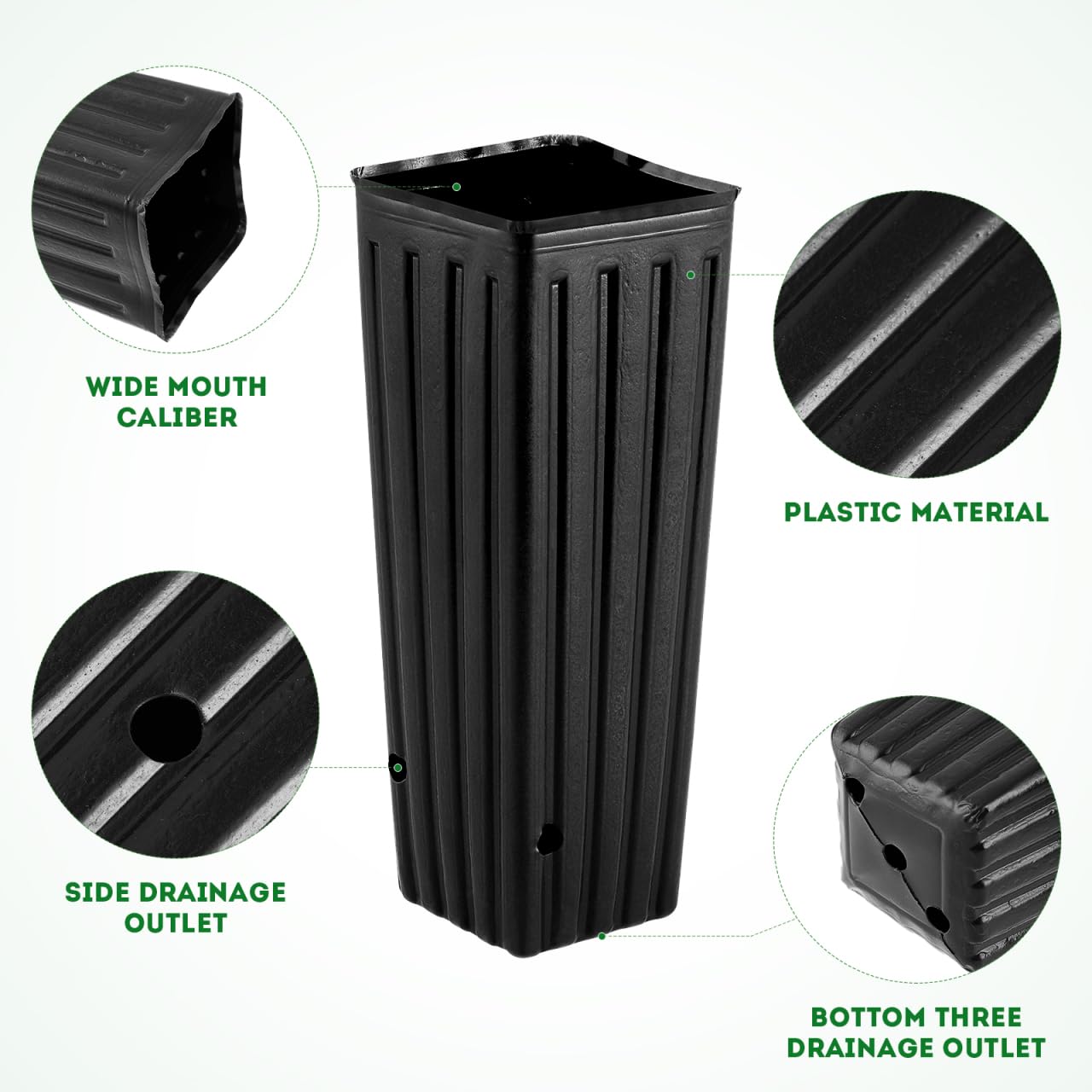 YARNOW 60 Pieces Flower Pot, High Plastic Plant Pot, Square Plant Bag - Image 3