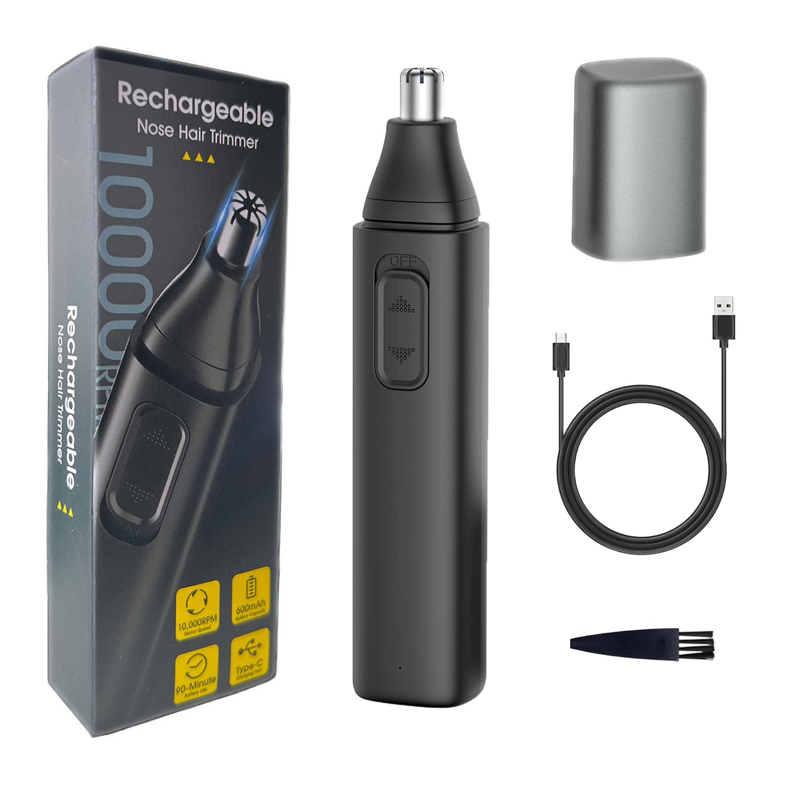 iKakocus Nose and Ear Hair Trimmer for Men, USB Rechargeable Clippers Best Rated, Painless & No Pulling with Powerful Motor & Dual-Edge Blades for