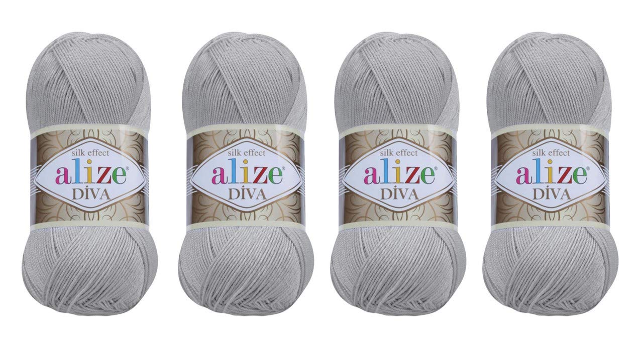 Alize4 Balls Hand Knitting Yarn 100% Microfiber Acrylic Yarn Diva Silk Effect Thread Crochet Art Lace Craft Lot of 4 skeins 400gr 1532yds (355)