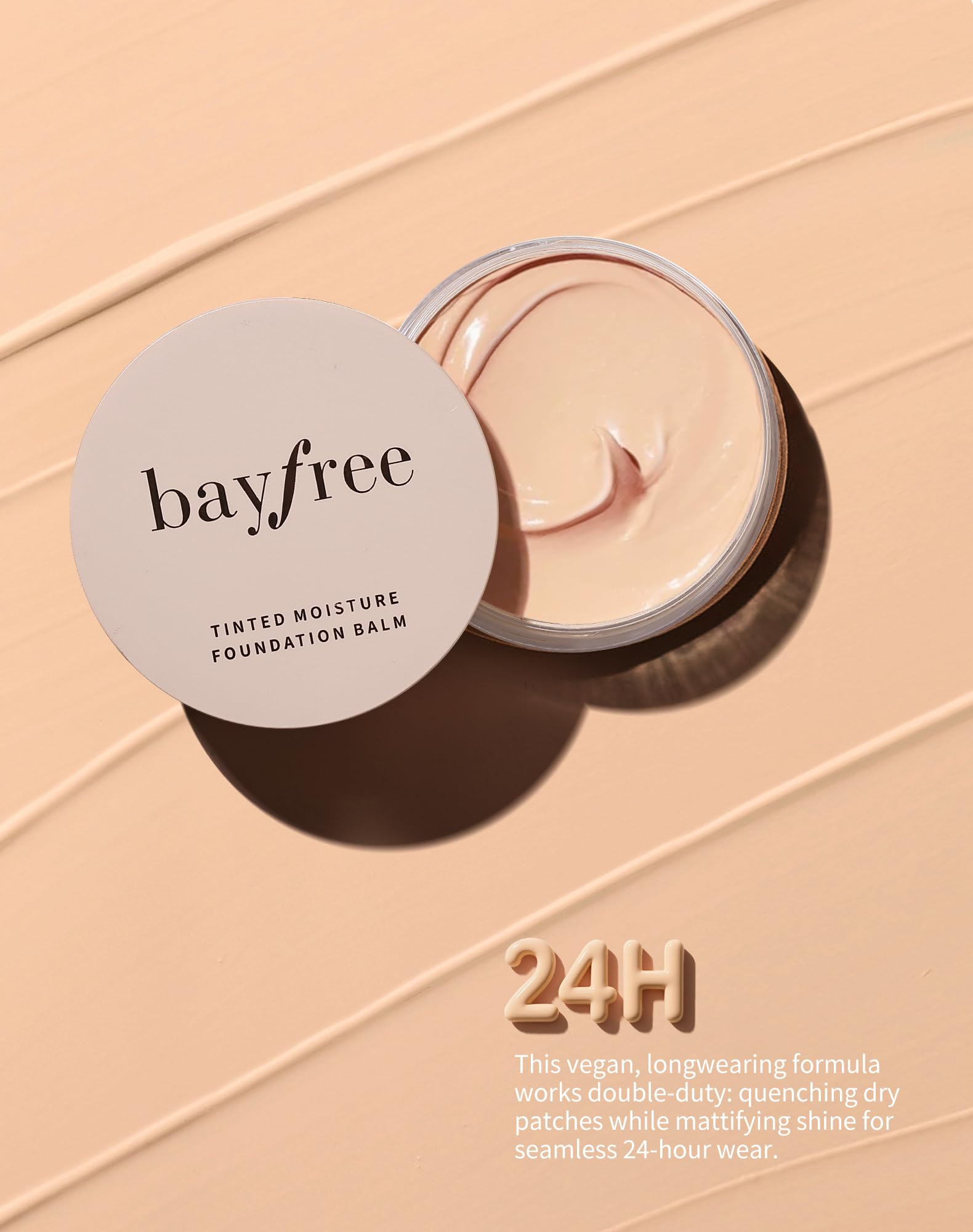 bayfree Tinted Moisture Foundation Balm, Fondotinta Coprente Tenuta 24 Ore, Idratante, Leggero e Traspirante, Resistente a Sudore e Umidità, Finish Naturale Scalabile, Trucco Coreano Vegan