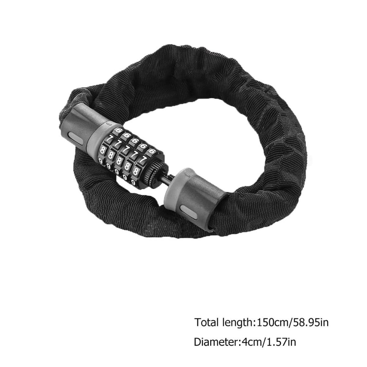 Antivol de Sécurité pour Vélo à Code 5 Chiffres, Chaîne | Acier Allié et Abs, Protection Anti-vol, Revêtement Protecteur, Couleur Noire, Usage Cyclisme Couleur Aléatoire