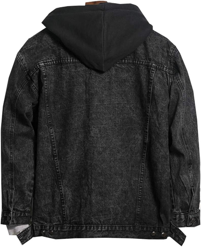 Buy Men's Black Denim Jean Jacket with Hoodie at Ubuy Tunisia