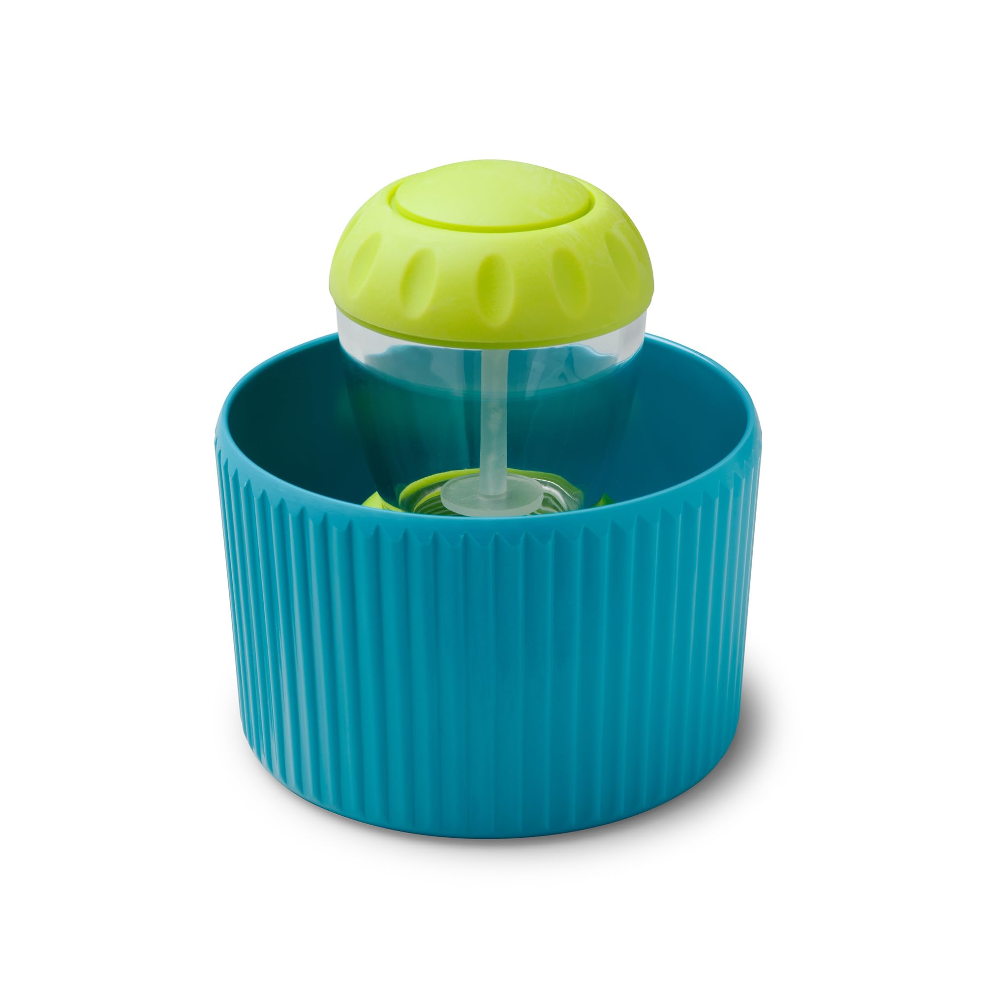 Zeal Soap Dispensing Dish Brush – Palm Washing Up Kitchen Brush with Melamine Pot Holder & Sink Organiser (Aqua Blue)
