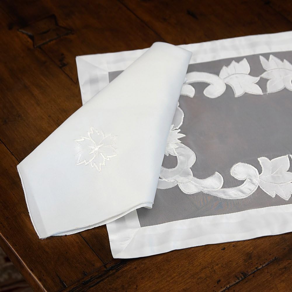 White Embroidered Cutwork Tablecloth Placemats (set of 4) Home & Kitchen