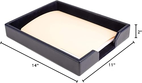 Miniatura 8 de DACASSO Bandeja de cuero regenerado para cartas de escritorio, soporte de cartas de lujo y organizador de papel para escritorio, organización de