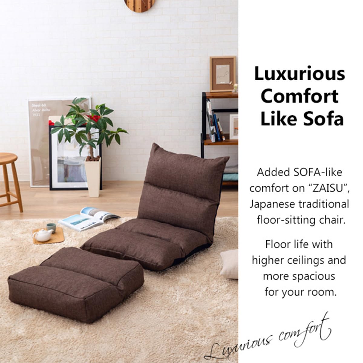 Amazon.com: EMOOR Floor Chair with Ottoman Cushion LIVA3 Made in