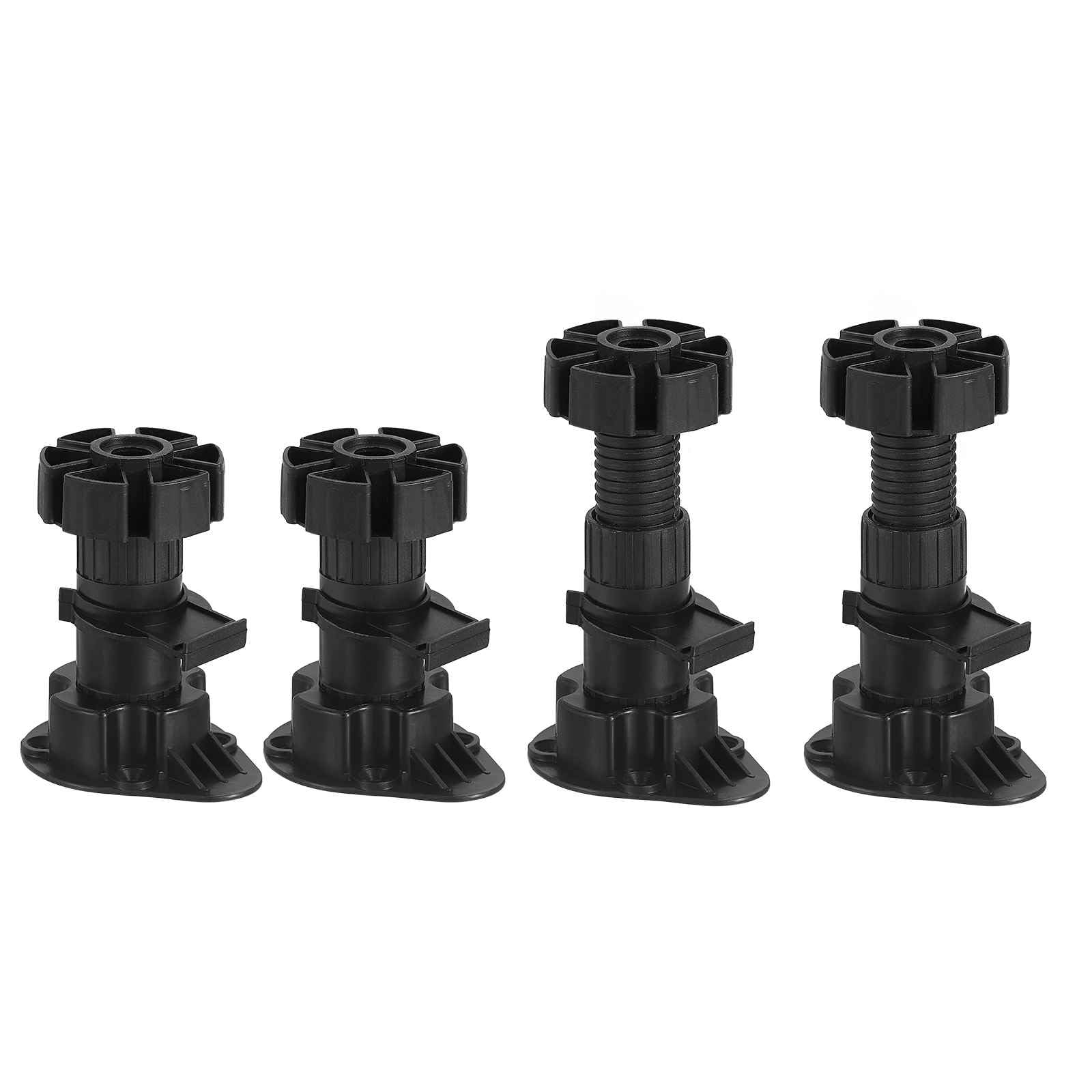 DTGN 80x46mm(LxW) Adjustable Leveling Feet - 4Pack- Good for Furniture - Leveler Support Frame Replacement Legs - Black