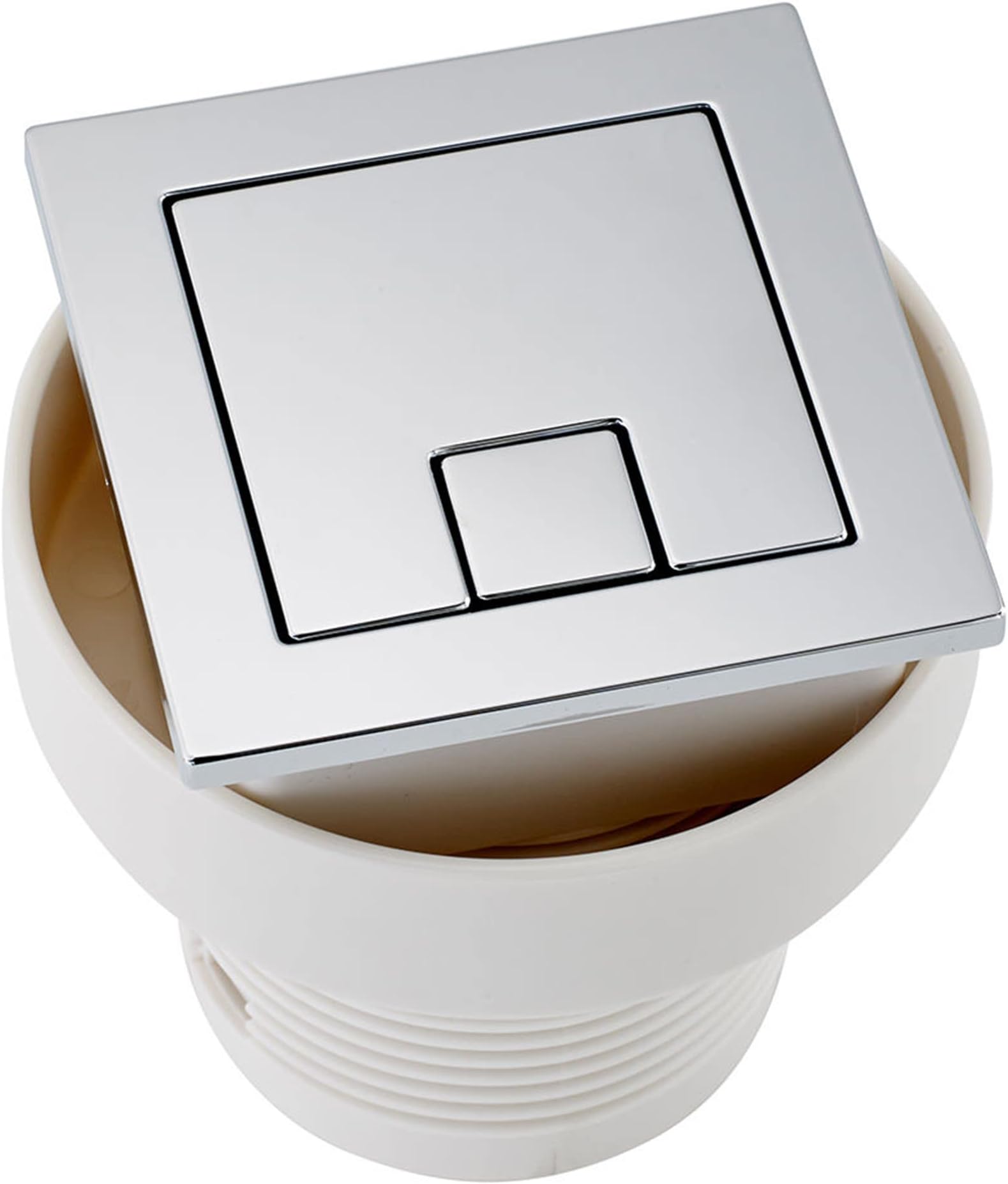 The Home Store Square Toilet Cistern Push Button Dual Air Pneumatic Flush Chrome Bathroom