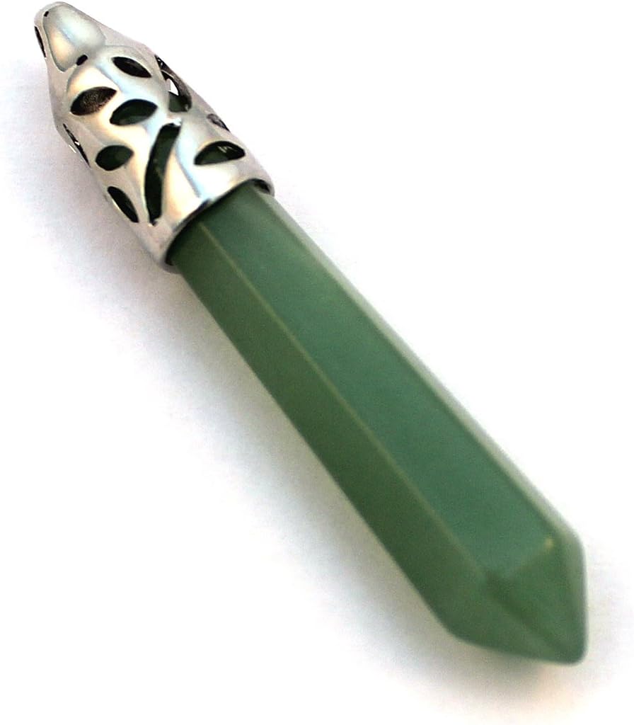 Natural Aventurine Healing Point Jewelry Pendant - Free 20" Black Silk Cord Necklace (Lobster Clasp Lock)