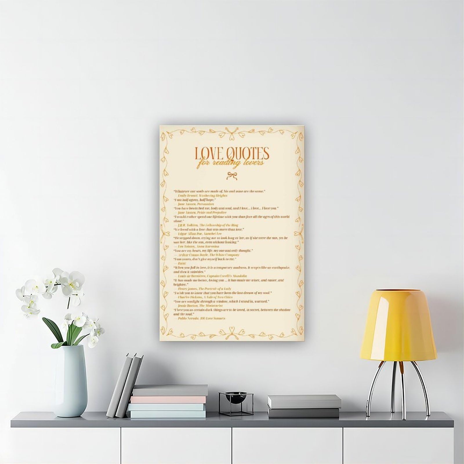 ACFTAIN Libros de citas de amor para amantes de la literatura romántica, novelas clásicas, citas de lectura, lienzo, decoración de pared, pósteres para decoración de pared, hogar, bar, restaurante