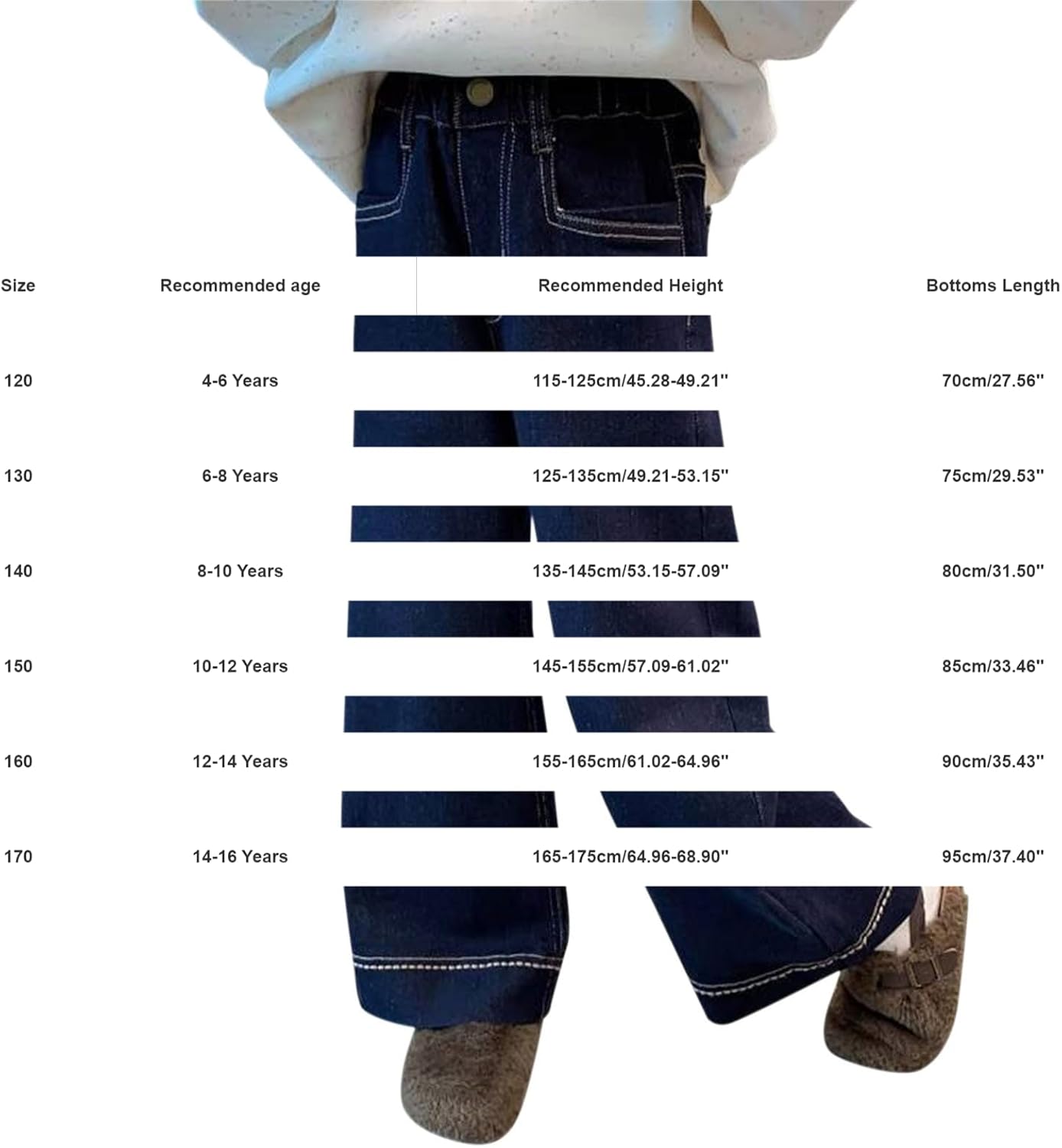Girls Baggy Jeans Wide Leg Elastic High Waist Cute Casual Y2k Denim Pants