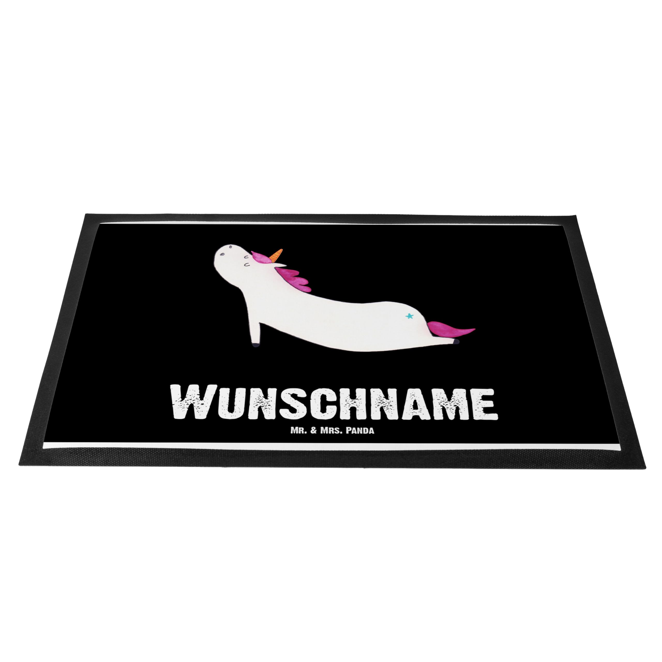 Mr. & Mrs. Panda Personalisierte Fußmatte Einhorn Yoga 40 x 60 cm - Geschenke, Sport, Unicorn, Fussmatte personalisiert, mit Namen, Name, personalisierbar, Einhörner, Süß, Lustig