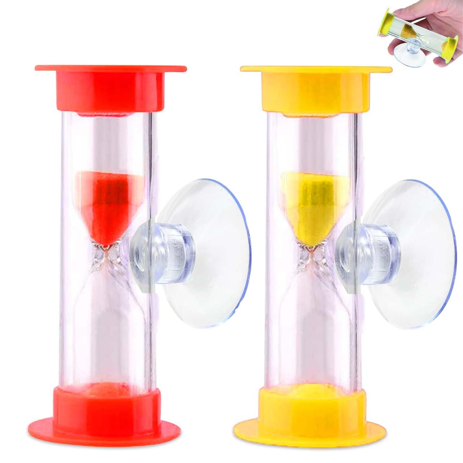 2 Pcs Kids Toothbrush Timer - 3 Min Sand Timer, Suction Cup Design, Ideal for Toothbrushing, Shower, Games & Cooking