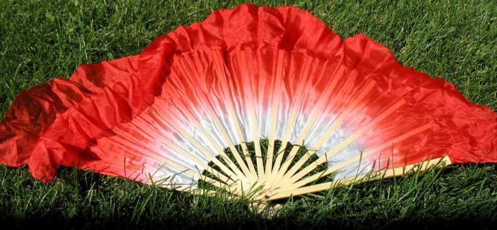 Rich Red Silk Flutter Dance Fan