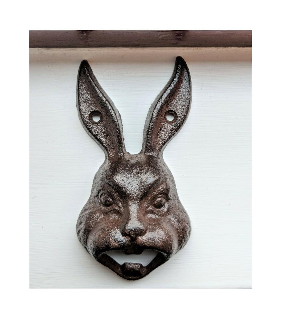 Cast Iron Bunny Bottle Opener Animal Hare Metal Wall Mounted Heavy Vintage Rustic