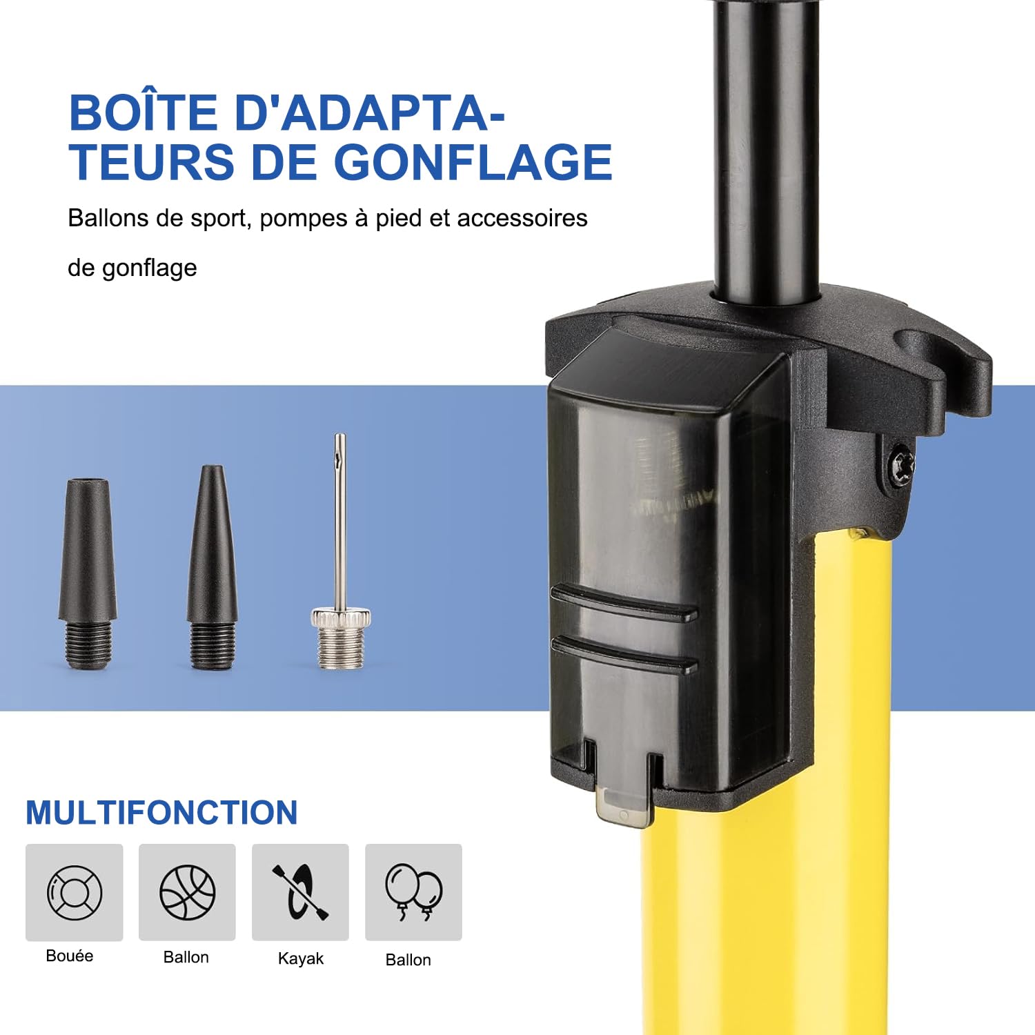 Pompe à vélo avec manomètre numérique 140 PSI pour valves Presta et Schrader - Pompe à air sur Pied Portable avec Grand écran LCD