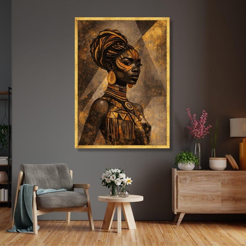 Art mural ethnique africain 80x120 cm sur toile imprimée chic