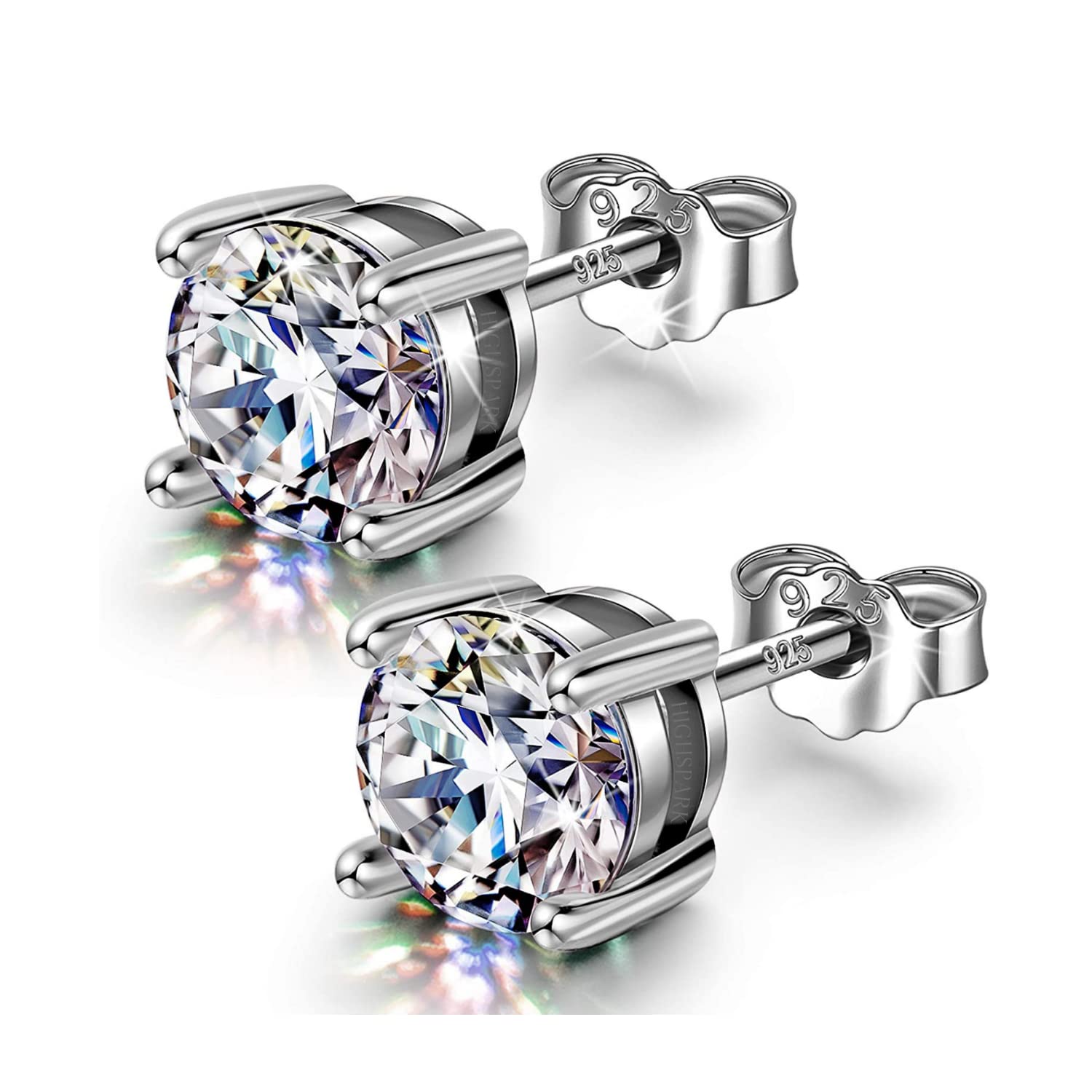 HIGHSPARK 925 Silver Solitaire Earrings for Women | 92.5 Sterling Silver and Diamond like Brilliance Sparkling Zirconia for that Stunning Shine | Lovely Gift - Silver 7mm (B0B2JK4YLL) Amazon Price History, Amazon Price Tracker