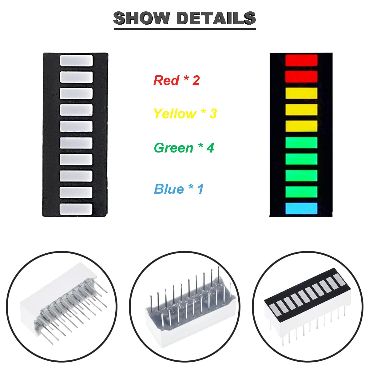Electrobot 2pcs 10 Segment LED Bar Graph Display 3 Colors(Orange