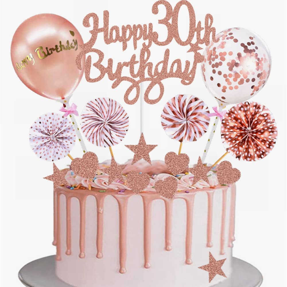 Yunchu Online Tortendeko 30. Geburtstag Frau Happy 30th Birthday Cake Topper Roségold Kuchen Topper 30 jahre Frau Kuchendeko 30. Geburtstag Tortendeko