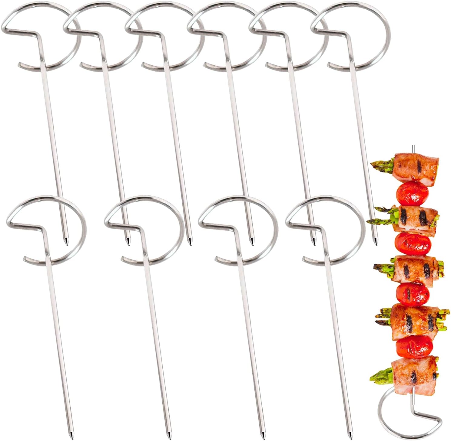 Metal Skewers for Air Fryer, BBQ Metal Skewers Stainless Steel, 10 X Kebab Skewers, Reusable Skewers for Air Fryer, Standing Kebab skewers