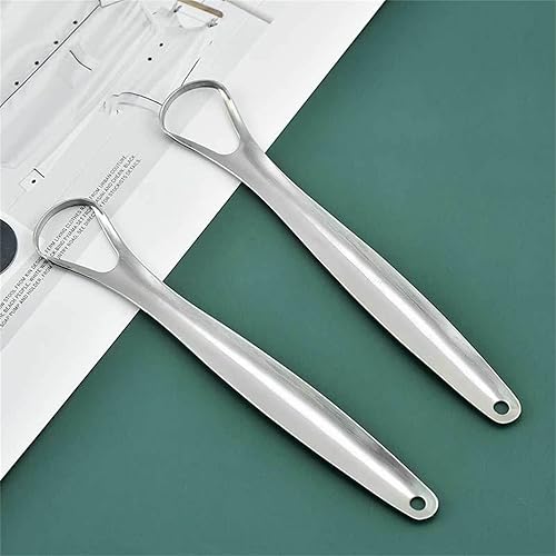 Miniatura 6 de 2 unidades de raspador de lengua, reduce el mal aliento fresco de acero inoxidable 100% libre de BPA, paquete de limpiadores de lengua de metal