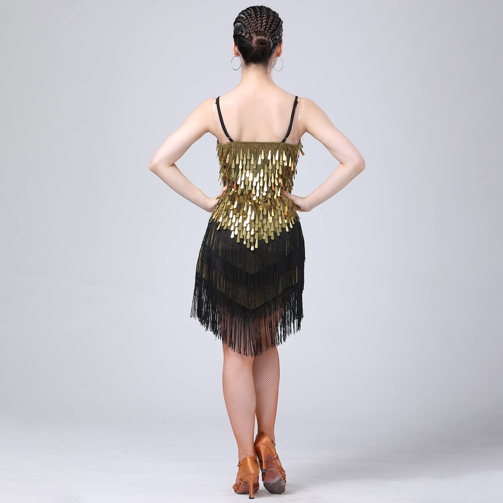black and gold tassel dress Terani Couture 261C6515 A Line Tea Length Floral Short Cocktail Dress – The  Dress Outlet main image 1