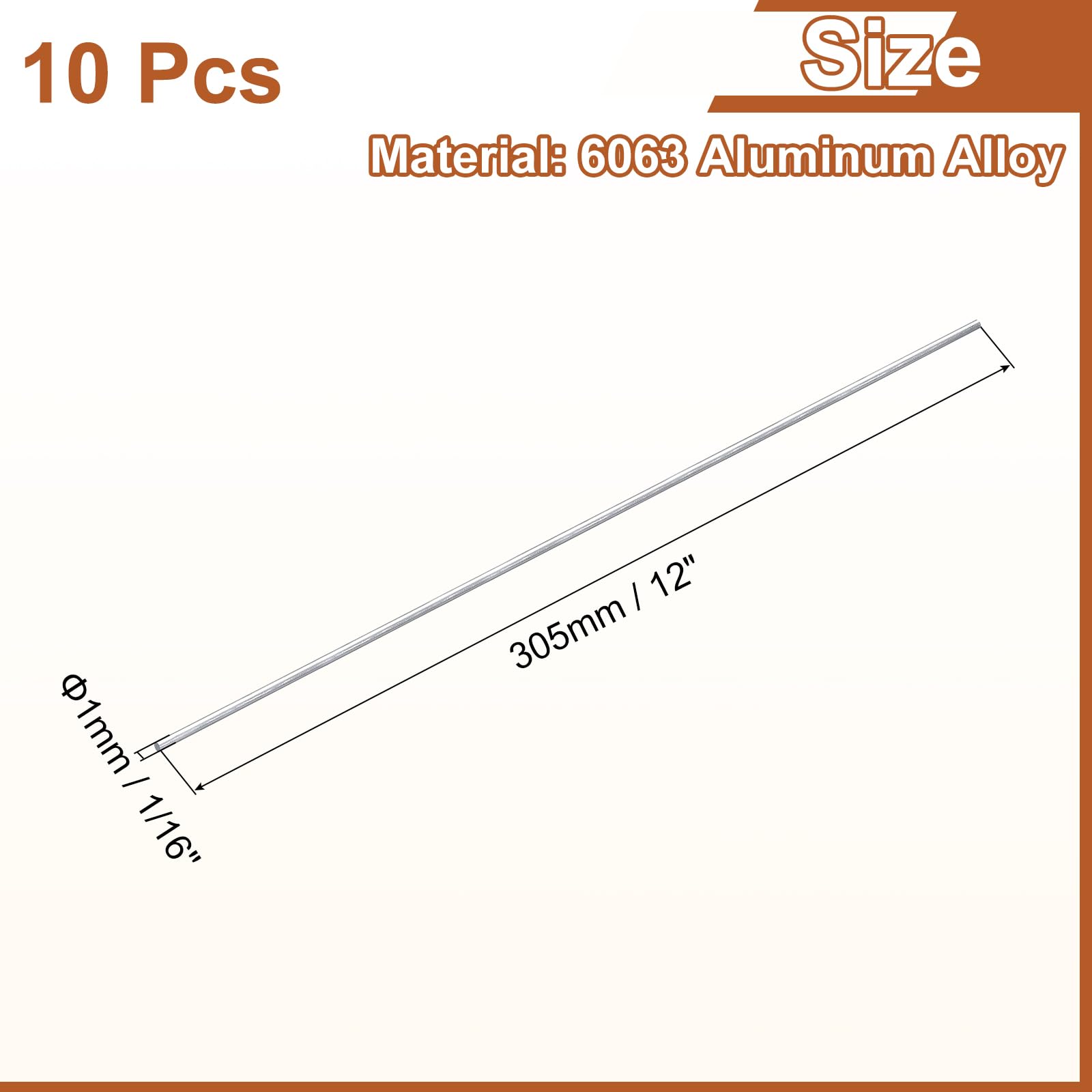 Sourcing Map Tige Acier Inoxydable 304 1mm X 100mm Barre Ronde Solide - Lot De 2 Pièces Pour Bricolage Et Modélisme