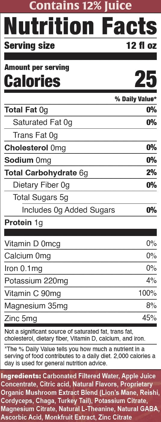 High Ground Elixir Mushroom Seltzer – Strawberry Peach | Lion’s Mane for Focus, Reishi for Stress, Cordyceps, Chaga, Turkey Tail, L-Theanine | Adaptogen Drink | Low Cal, No Added Sugar, 12oz Cans, 12 Pack