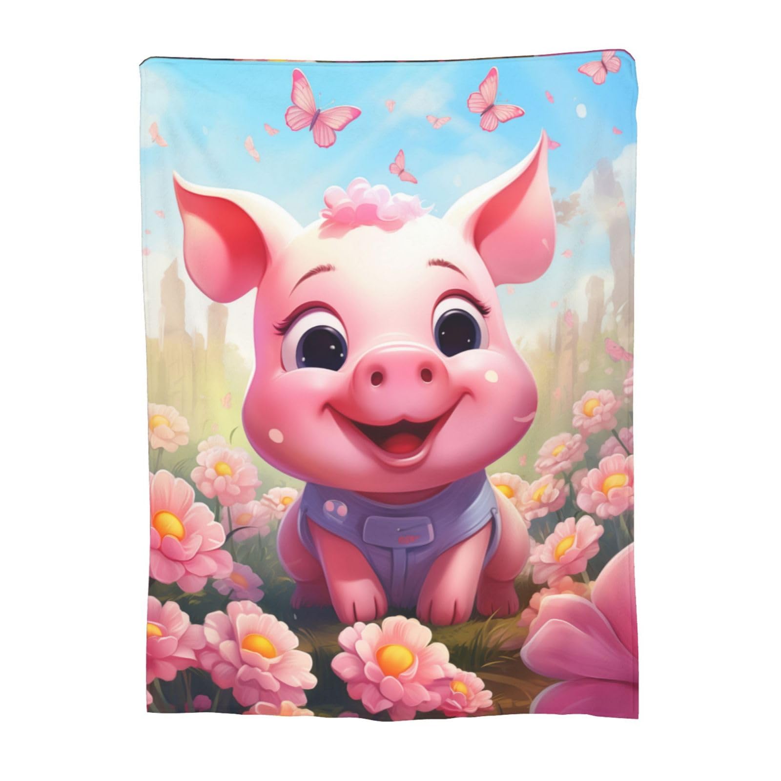 Turamurra Cute Pig Blanket Pink Cartoon Animal Throw Blanket for Boys Girls Women Valentines Pig Gifts Piggy Soft Plush Flannel Throw Blankets for Sofa Couch Living Room Bedroom 80"x60" โ image 1
