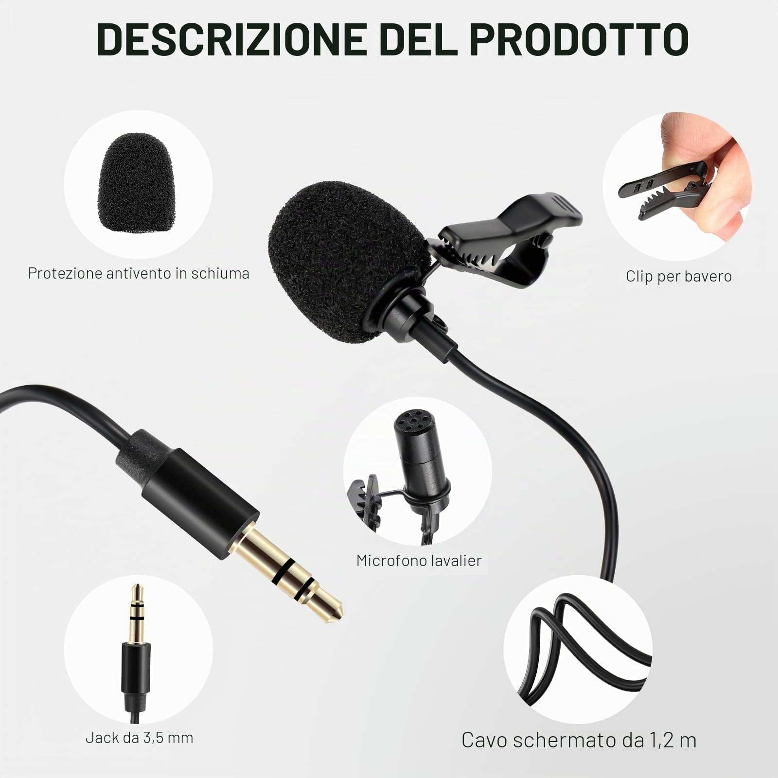 NEEWER Microfono Lavalier da Bavero a Condensatore Omnidirezionale con Clip/Cavo, 2pz Lav Mic per Palco YouTube Streaming Live, Compatibile con Rode Wireless GO II 2 DJI Trasmettitore Mic Wireless,CM5