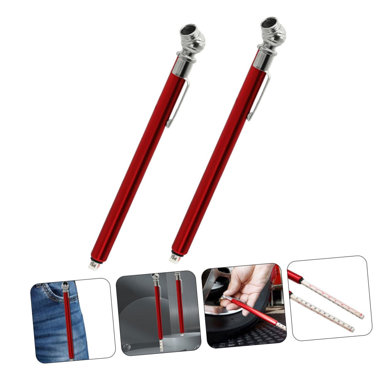 2pcs Portable Mechanical Tire Pressure Gauge Pencil Psi for Car SUV Motorcycle Bicycle Tires Durable Compact Auto Pressure Reader Tool