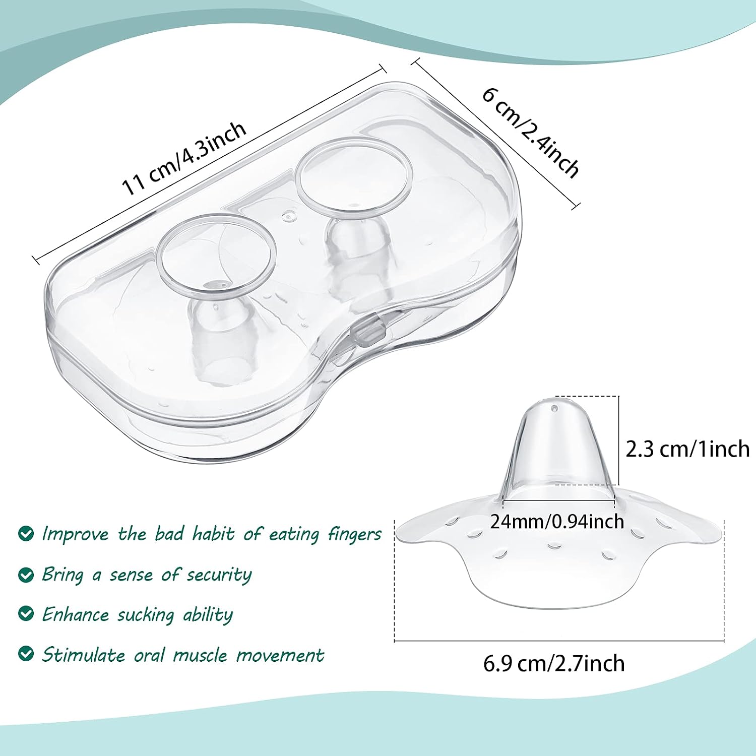Nuanchu 8 Pcs Nipple Shield for Breastfeeding Newborn Nipple Protector with Carrying Case Silicone Extender for Women Protecting Sore, Flat or Inverted(24 mm/ 0.94 Inch,Clear)