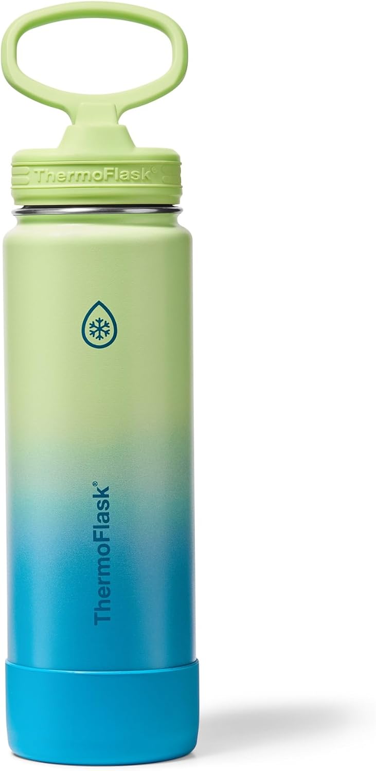 ThermoFlask 24 oz Double Wall Vacuum Insulated Stainless Steel Water Bottle with Straw Lid, Lemonade Stand